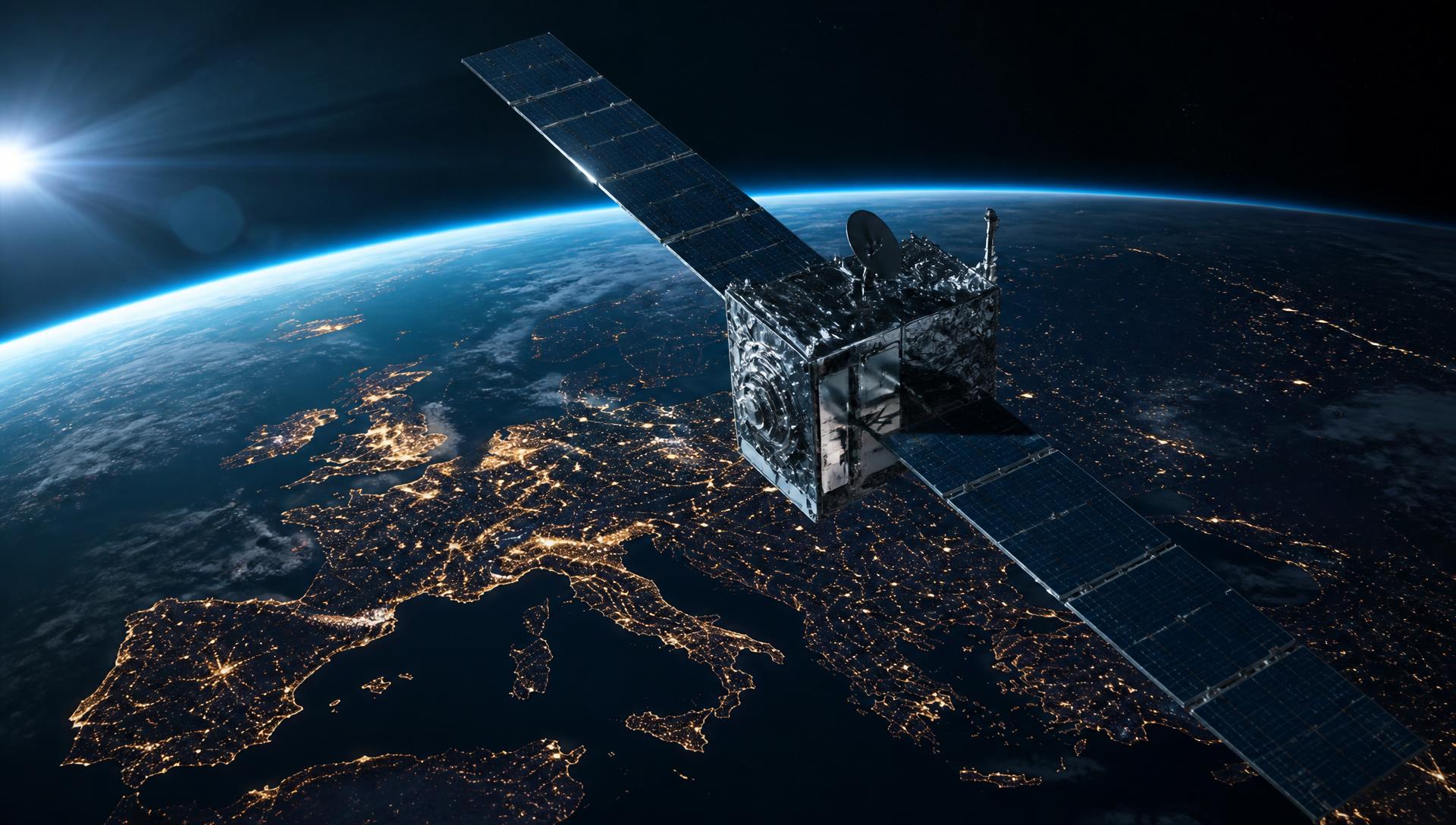 Satellit im Orbit über Europa